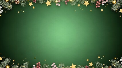 Festive christmas border with pine needles and ornaments