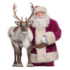 Santa Claus with Reindeer Smiling Together in Festive Holiday Scene