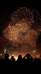 A crowd of people watching a fireworks display