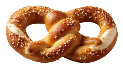 Pretzel manually cut on wooden board showcasing artisan bakery process, fresh baked snack preparation and rustic food presentation isolated on white background