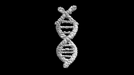 Monochrome Representation of a DNA Double Helix Structure on Black Background