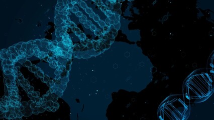Abstract DNA Strand Digital Illustration on a Dark Background Design Concept