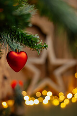 Beautifully illuminated Christmas decoration with sparkling lights, Christmas trees, stars, teddy bears and presents.	
