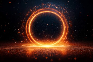 Fototapeta premium Dynamic Spectacular Light Elements in Motion with Ring Shape Glow and Shimmering Stardust Effect
