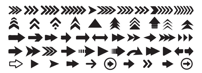 Arrow vector icon set, collection of modern cursor arrows for web and app design. black arrows vector set