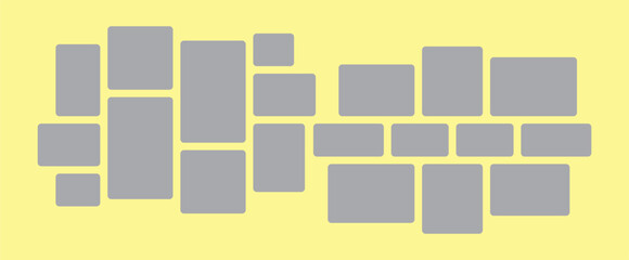 Pictures or photos frame collage. comics page grid layout abstract photo frames and digital photo wall template
