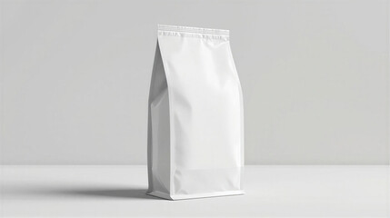 White coffee bag without label in mockup style on a light background