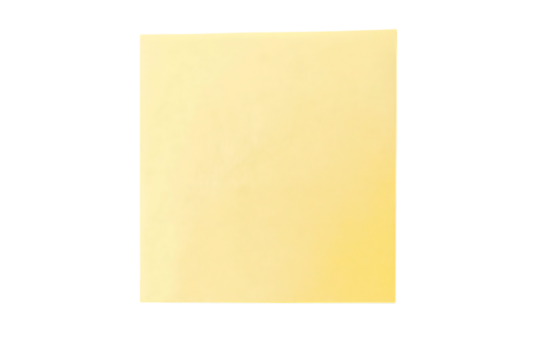 Yellow square paper sheet on transparent PNG isolated background