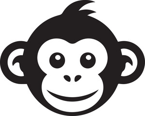Obraz premium monkey face icon black white vector for children and education
