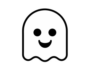 Fototapeta premium A Simple White Ghost Icon With A Smiling Face Centered On A Black Background Perfect For Halloween And Spooky Themes