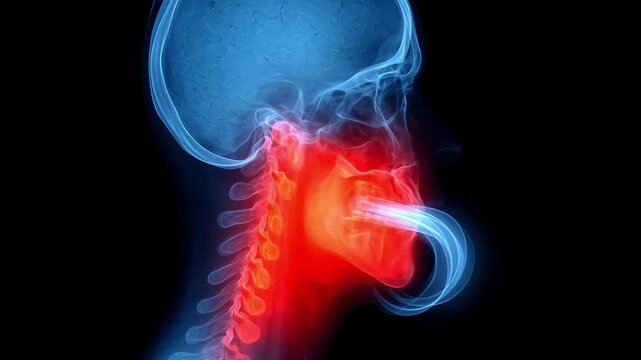 Sore Throat and Pharyngitis X-Ray, Red Airway Inflammation Anatomy