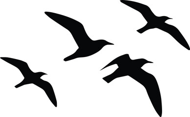 bird flock silhouette flight vector simple composition