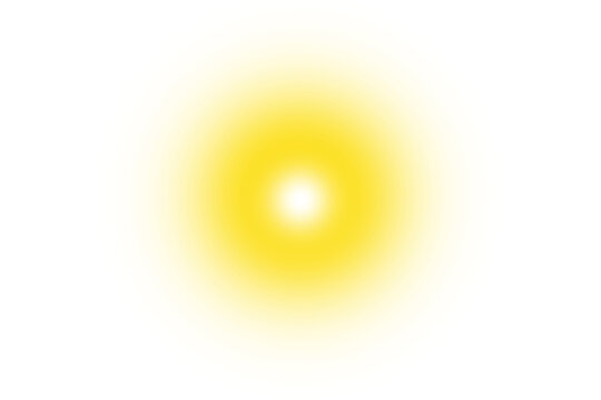 A bright yellow circle with a glowing white center on a transport background illustration art design