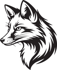 fox head logo vector black and white profile for branding