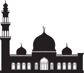 mosque skyline vector silhouette dome minaret islamic architecture