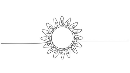 One line art continuous illustration A continuous line art depiction of a sun drawn in a minimalistic aesthetic