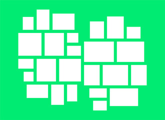 Pictures or photos frame collage, page grid layout abstract photo frames and digital photo wall template
