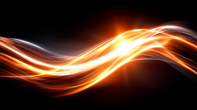 Dynamic golden energy waves flowing with vibrant light streaks creating a powerful abstract background for technology and innovation concepts