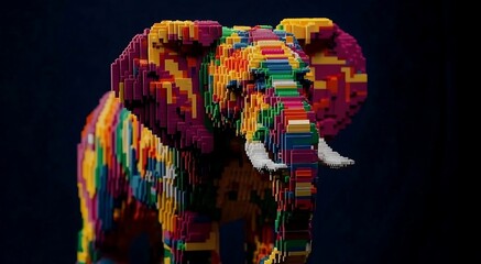 Vibrant handmade lego elephant sculpture brings a colorful and creative design to your project needs today