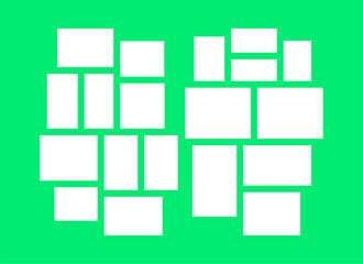 Pictures or photos frame collage, page grid layout abstract photo frames and digital photo wall template
