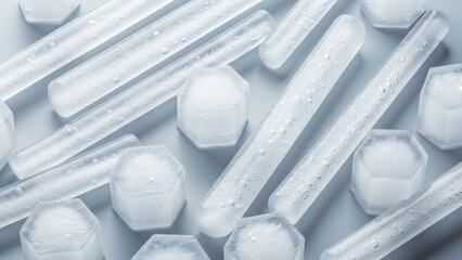 Close up of dry ice pellets and shards for scientific or creative use