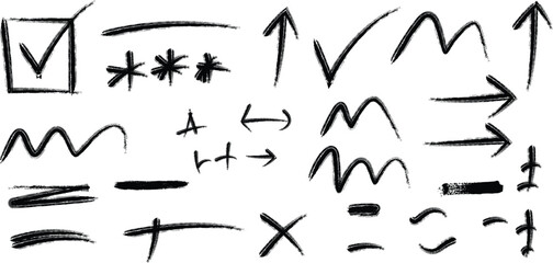 Hand drawn grunge arrows and checkmarks on white background © Ron