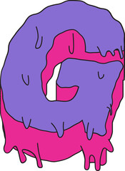 Purple G Letter with Pink Dripping Slime Effect