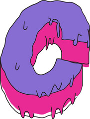 Sweet Dripping Letter C in Purple and Pink Melt Style