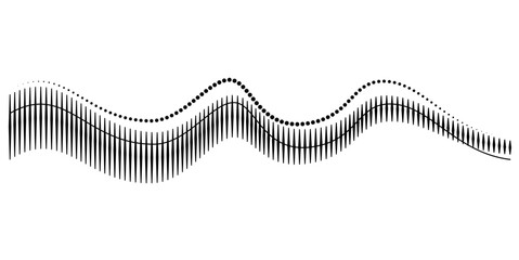 Black and White Abstract Wavy Line Graphic with Sound Frequency Effect