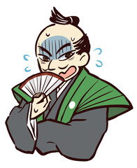 悪事がばれて慌てる裃姿の武士