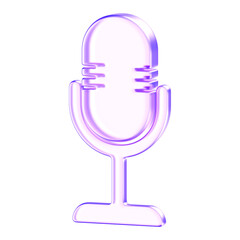 Glowing glassmorphism style purple microphone icon with smooth highlights and clean contours, ideal for audio, podcast, music, and recording interface designs