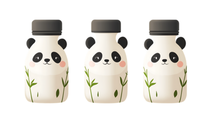 three water bottels on white background