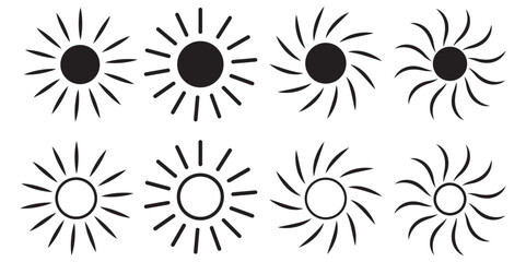 Sun icons collection. Sunshine vector sign. Vector illustration