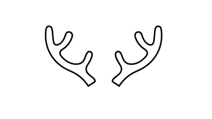 Obraz premium Simple black outline drawing of reindeer antlers on a white background perfect for festive designs and holiday decorations