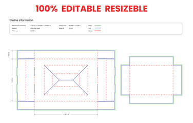 dieline template box dieline die lines packaging glue free double wall frame tray box custom dieline  box cardboard box dieline pizza box dieline printable product packaging layout,
