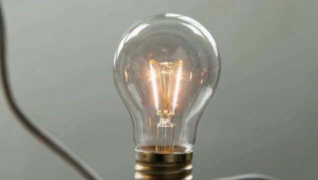 ultra detailed 4k close up of a classic incandescent lamp with soft natural light flicker effect and smooth filament movement showcasing alternating current and macro electrical details for realistic