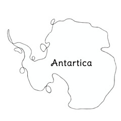 antartica continuous line map. line art of antartica map. single outline vector illustration	