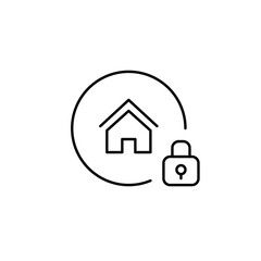 House and lock. Smart home security, safe living and personal space. Pixel perfect, editable stroke vector icon