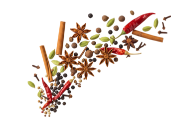 Aromatic spices and peppers create a culinary symphony, perfect for adding zest to your food blog or spice company marketing materials with its vibrant warmth