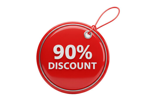 Score big savings now with this vibrant 90% off discount tag, a powerful visual for attracting customers and boosting sales during promotional events
