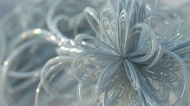 Abstract fractal pattern with intricate icy blue and white organic shapes