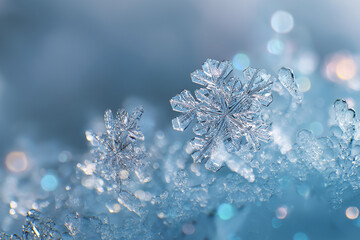 氷の芸術 ― 光にきらめく精密な雪の結晶マクロ写真