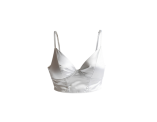 Elegant satin bralette with adjustable straps designed for comfort and style in a minimalist fashion