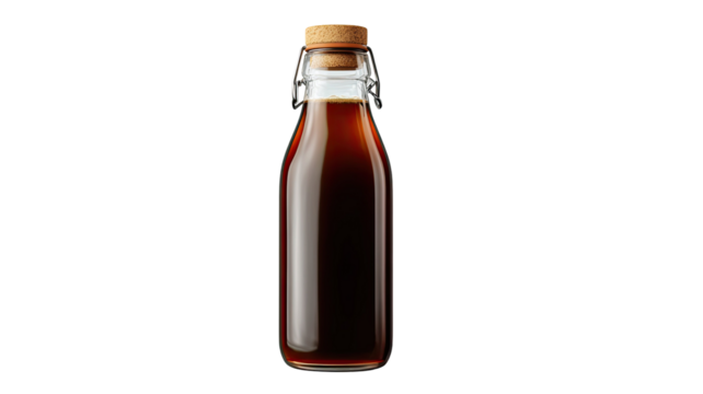 minimal bottle of dark beverage isolated on white backgroundfor product display
