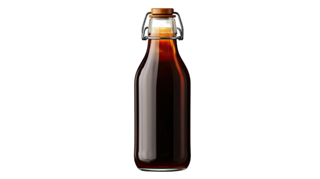 minimal bottle of dark beverage isolated on white backgroundfor product display