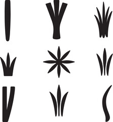 Garlic Chives Silhouette Icon Set.eps