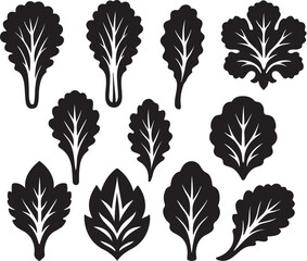 Mustard Greens Ci Xanh Silhouette Icon Set.eps