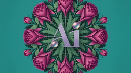 Symmetrical floral design with ai initials in the center