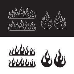 Flame silhouettes in classic 90s style, motorcycle and hot rod car style.