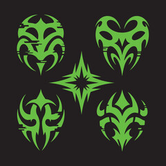 vector illustrations in a neo-tribal or cyber sigilism style